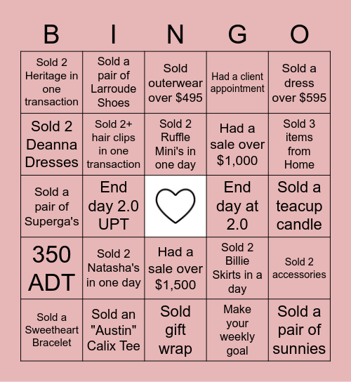 LoveShackFancy Bingo Card