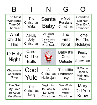 Christmas Music Bingo Card