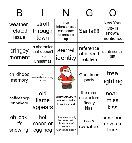 Hallmark Movie BINGO Card