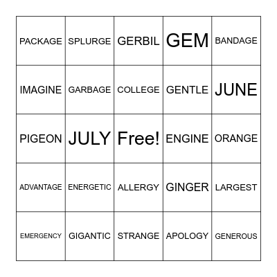 S&P 3 LIST 31 Bingo Card