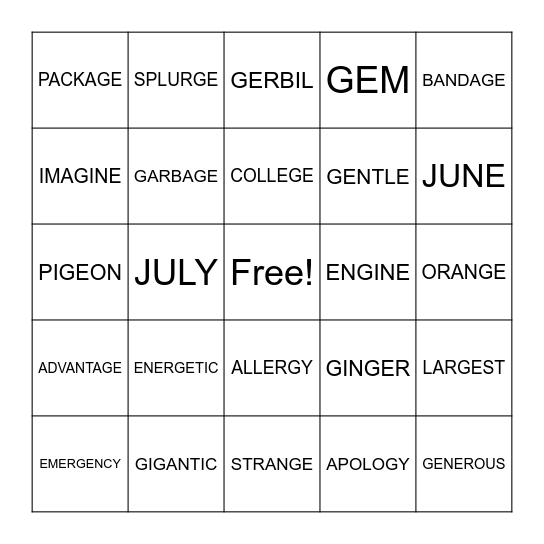 S&P 3 LIST 31 Bingo Card