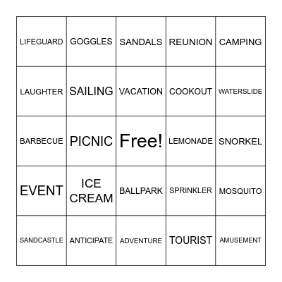 S&P LIST 34 Bingo Card