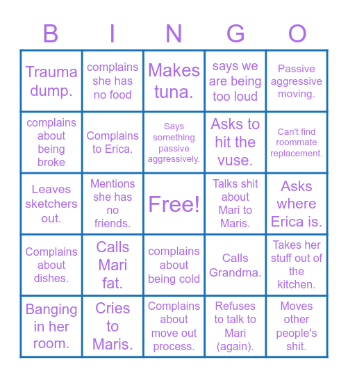 Alize Bingo Card