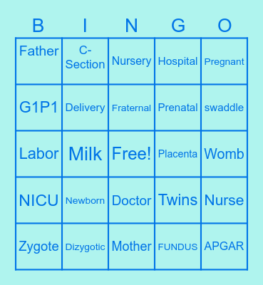 Fraternal Twin Bingo Card