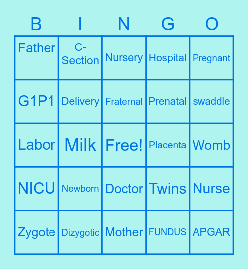 Fraternal Twin Bingo Card