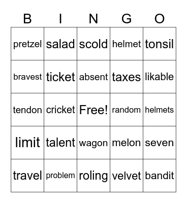 Unit 5 Bingo Card