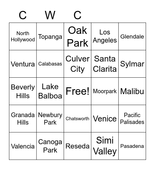 Most Common Patient Rescue Cities and Neighborhoods Bingo Card
