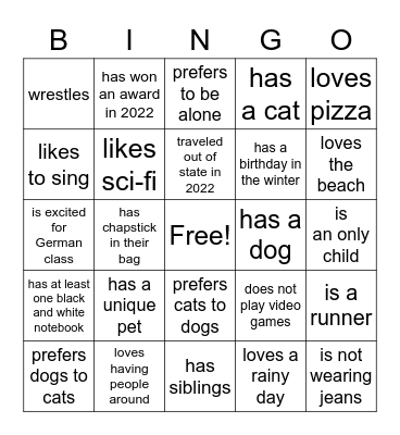 Ice-Ice Breaker! Bingo Card