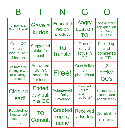 QC Bingo Card
