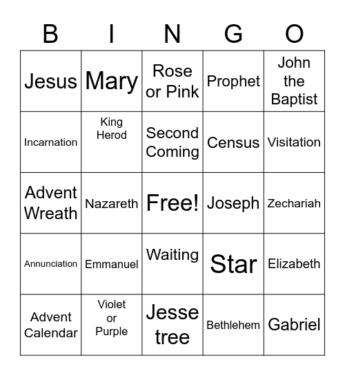 Advent Bingo Card