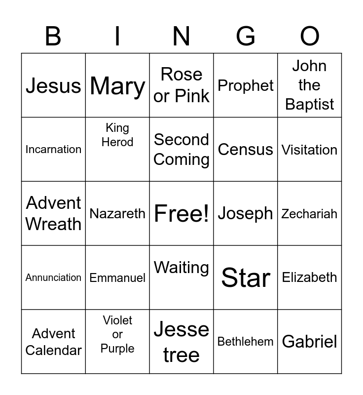 Advent Bingo Card