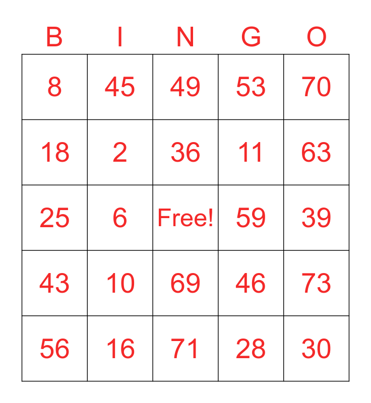 Poser Bingo Card