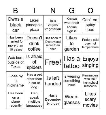 Find someone who... Bingo Card