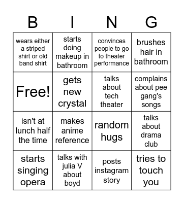 Simona Bingo Card