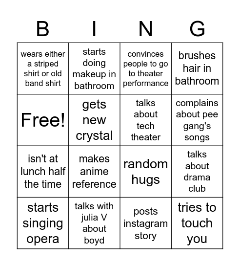 Simona Bingo Card