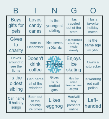 December All Staff BINGO Card