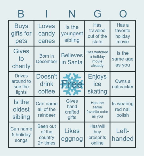 December All Staff BINGO Card