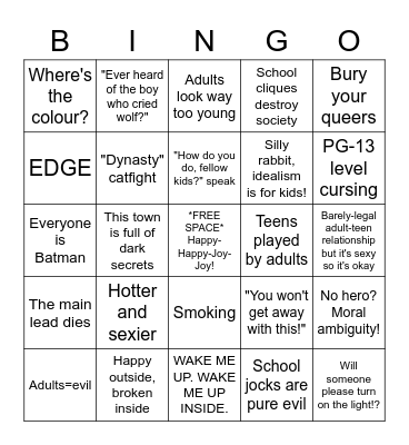 CW DRAMA Bingo Card