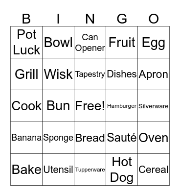 Kitchen Bingo Card