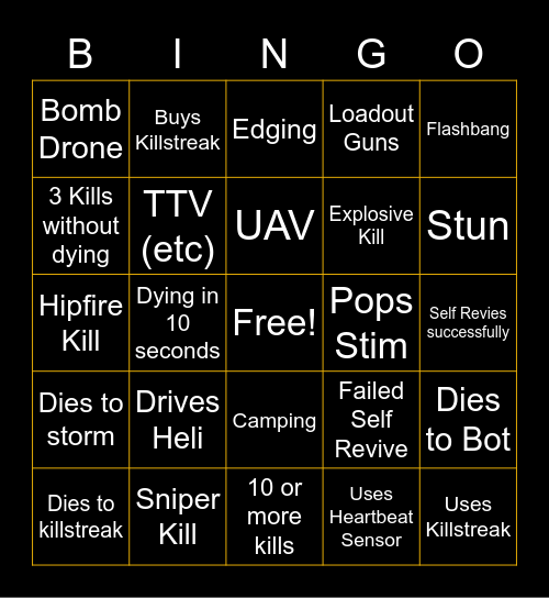 Warzone 2.0 Bingo Card