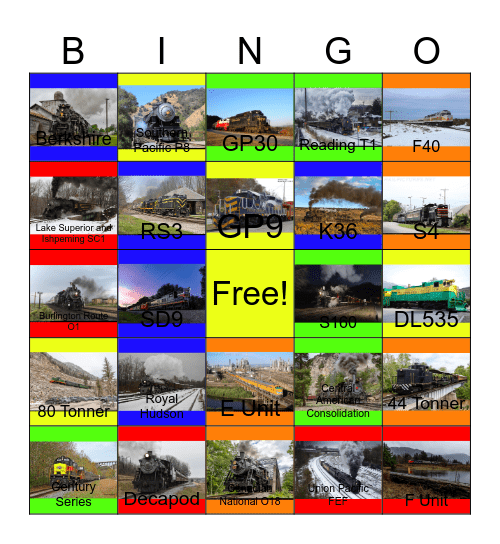 America's Historicial Steam Railroads Bingo Card