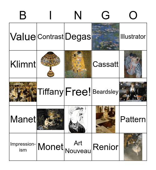 Art Nouveau and Impressionism Bingo Card