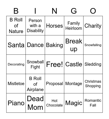 Netflix Holiday Cinematic Universe Bingo Card