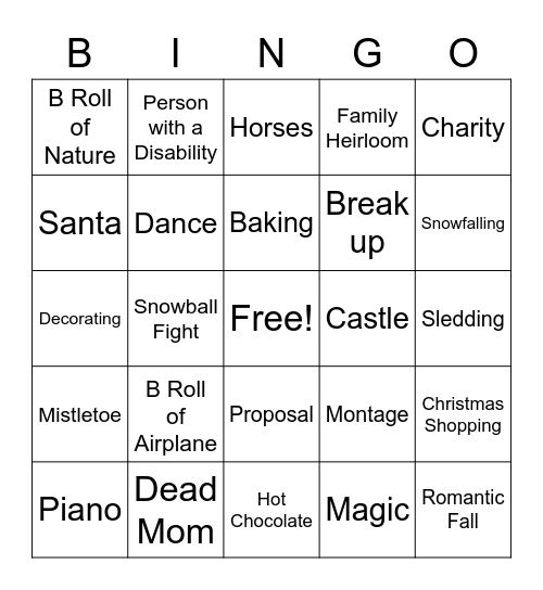 Netflix Holiday Cinematic Universe Bingo Card