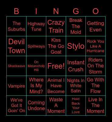 The Playlist To Cure My Allergies Bingo Card
