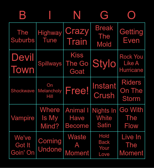 The Playlist To Cure My Allergies Bingo Card
