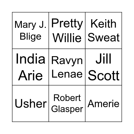 R&Bingo Card