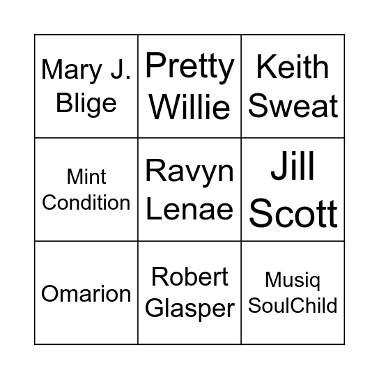 R&Bingo Card