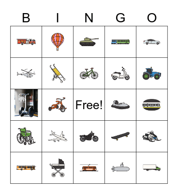 Transportation Bingo Card