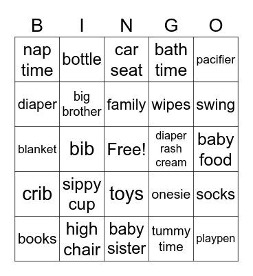 Welcome Baby Bingo Card