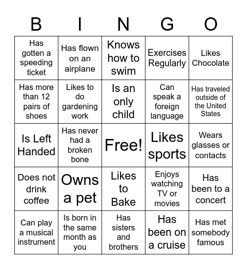 Mix and Mingle  Find Someone Who....... Bingo Card