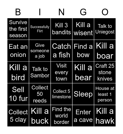 Medieval Dynasty Bingo Card