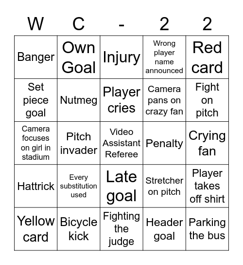 World Cup Bingo Card