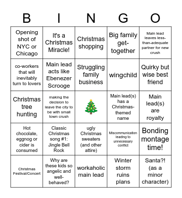 Christmas Movie Bingo Card