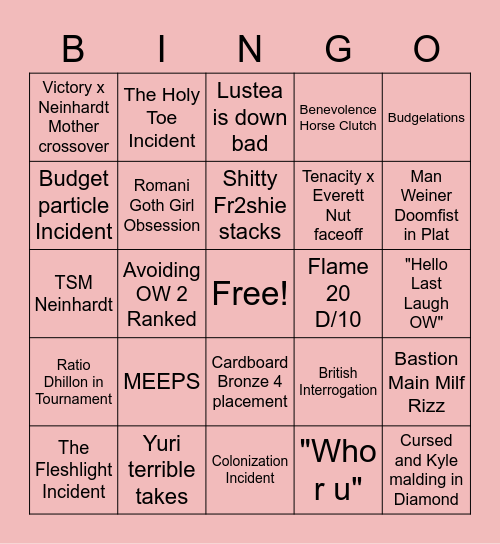 S1XN1N3 Bingo 1 Bingo Card
