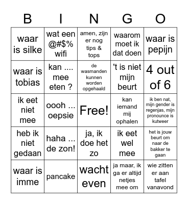 Uitspraken Termorsclub 2022 Bingo Card