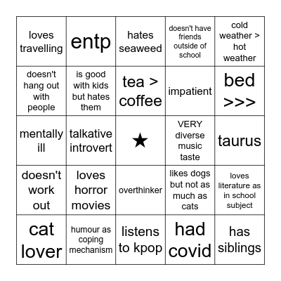 nico's bingo Card