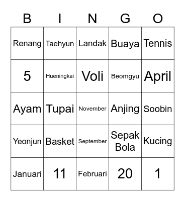 taehyxun Bingo Card