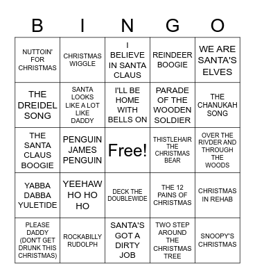 FUNNY X-MAS SONGS Bingo Card