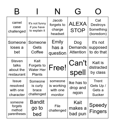 Bootcamp Bingo Card