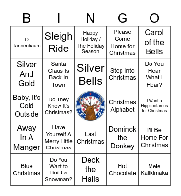 Christmas Song Bingo Card