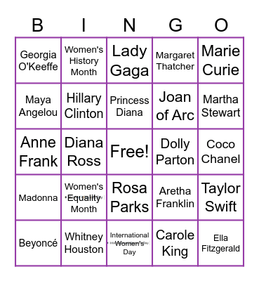 Famous Women Bingo Card