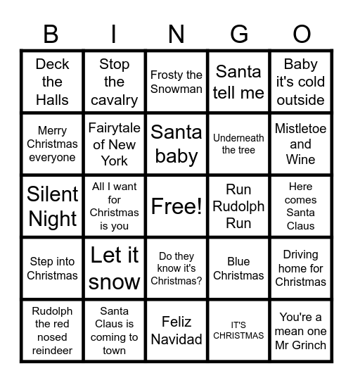 Crimbo Bingo Card