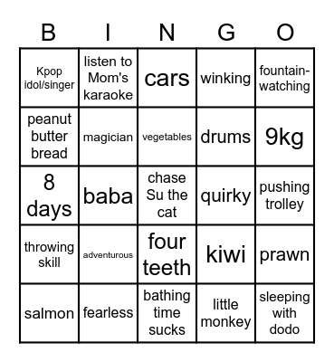 Matcha's First Bingo Card