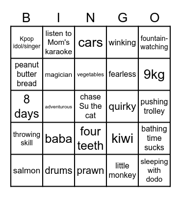 Matcha's First Bingo Card