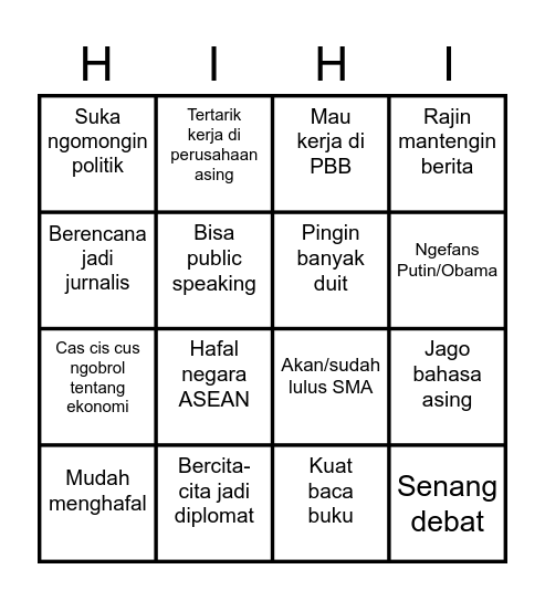 Bingooooo Bingo Card